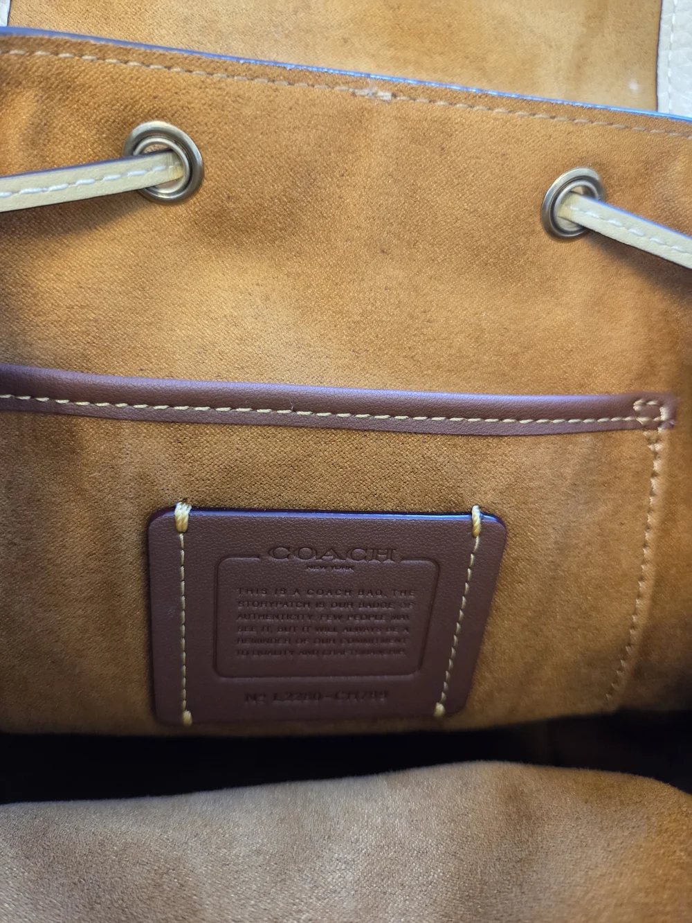 Coach Riya 21 Pebbled Leather Mini Backpack, Hay/Pale Yellow, Like New - Picture 9 of 13